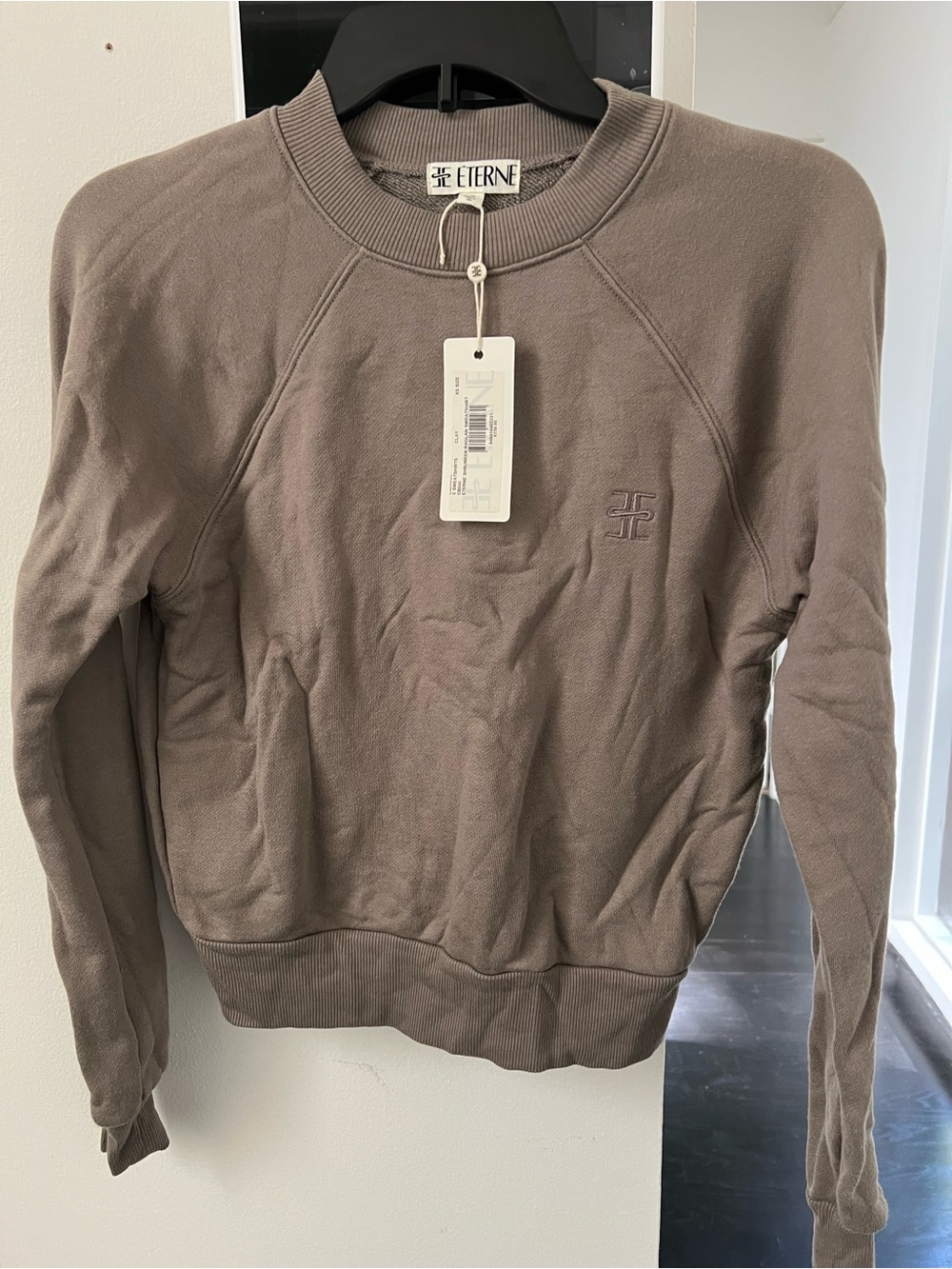 Eterne Shruken Grey Raglan Sweatshirt NWOT XS